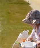 Der Schwimmteich lädt Kinder zum Spielen und Plantschen ein